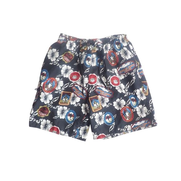 Big Dogs Swim Trunks Shorts Black Aloha Vacation Tropical Mesh Lined‎ Mens L - Picture 1 of 5